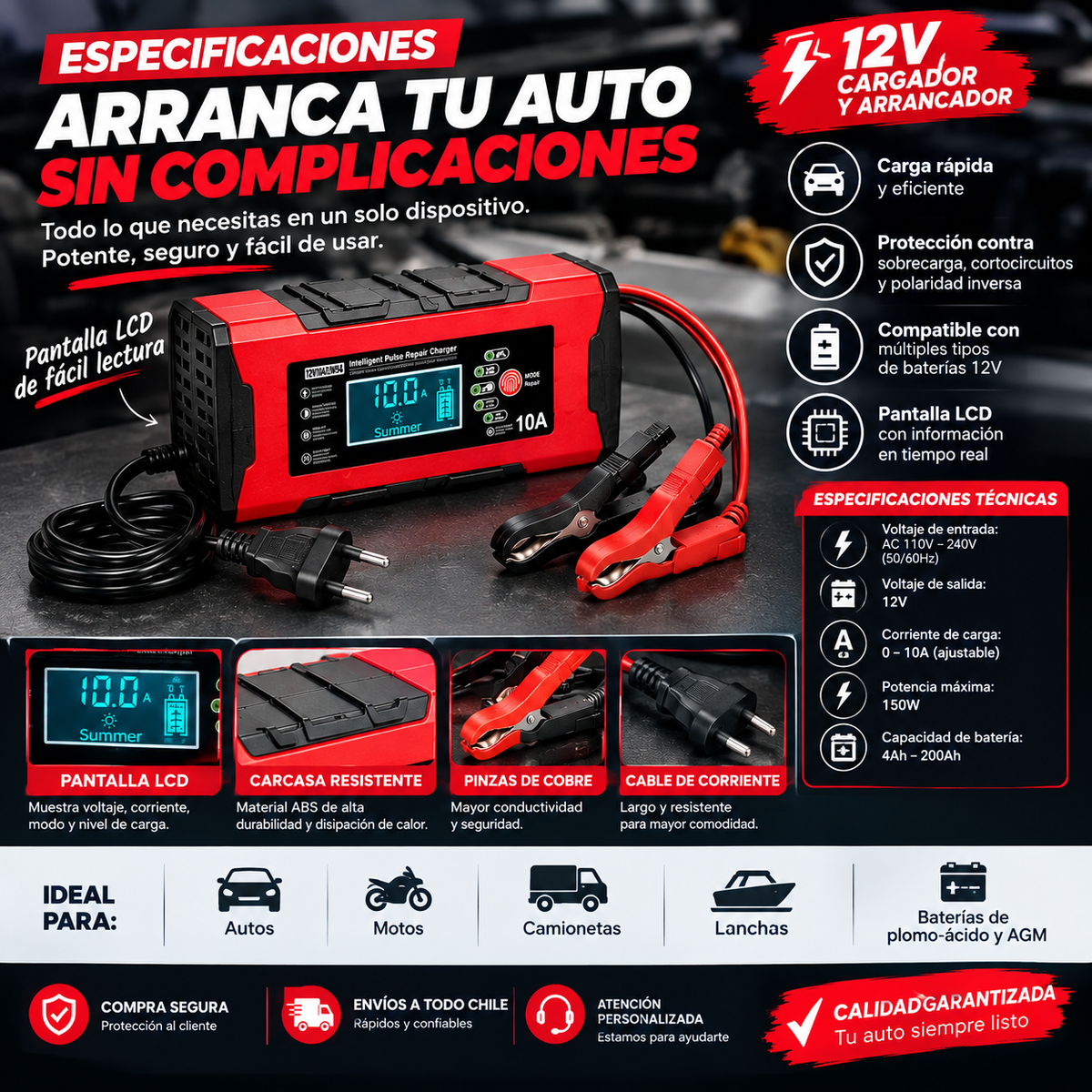 ArrancaYa — Cargador de Batería 12V