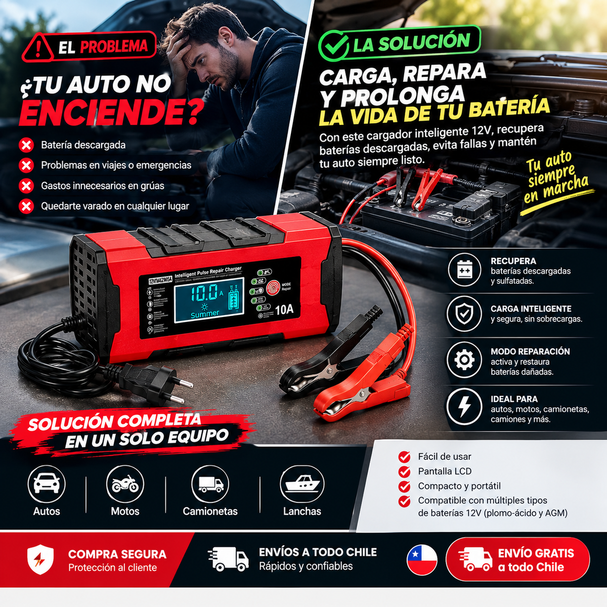 ArrancaYa — Cargador de Batería 12V